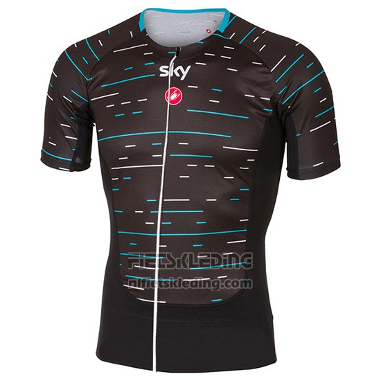 2017 Fietskleding Sky Zwart en Lichtblauw Korte Mouwen en Koersbroek
